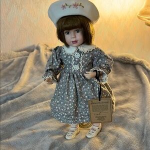 Charming Porcelain Doll with Floral Dress